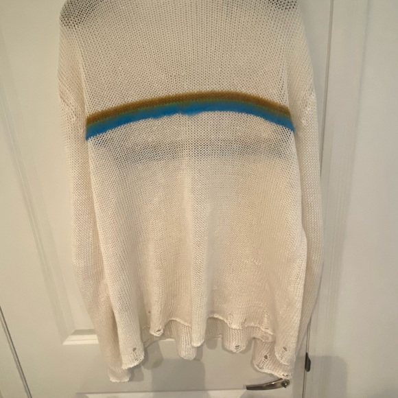 Saint Laurent Destroyed Stripe Linen Blend Sweater Size L - Picture 4 of 5